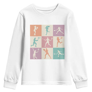 Tennis Lover Colorful Pastel Grid Sports Fan Gift Youth Sweatshirt TS12 White Print Your Wear