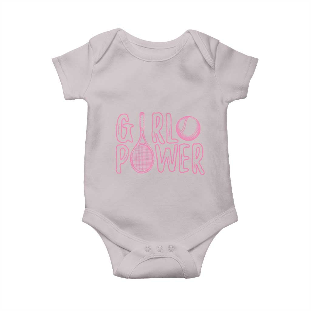 Girl Power Tennis Gift Baby Onesie Feminist Sports Gift TS12 Ice Gray Print Your Wear