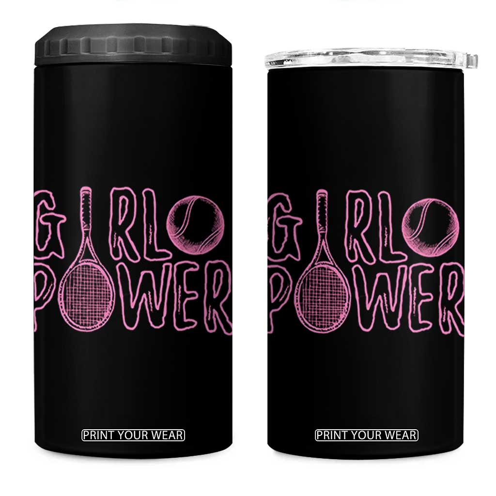 Girl Power Tennis Gift 4 in 1 Can Cooler Tumbler Feminist Sports Gift TS12 One Size: 16 oz Black Print Your Wear