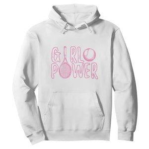 Girl Power Tennis Gift Hoodie Feminist Sports Gift TS12 White Print Your Wear