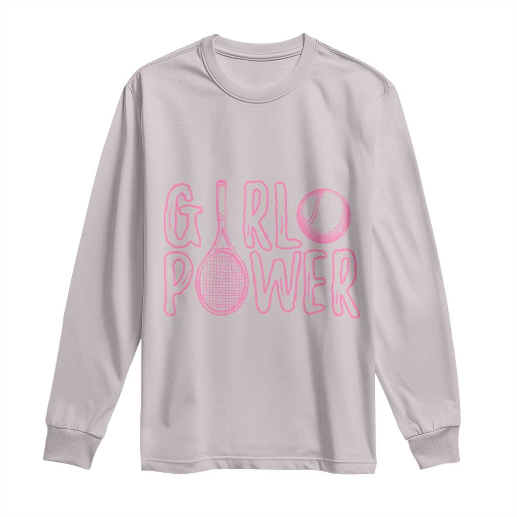 Girl Power Tennis Gift Long Sleeve Shirt Feminist Sports Gift TS12 Ice Gray Print Your Wear