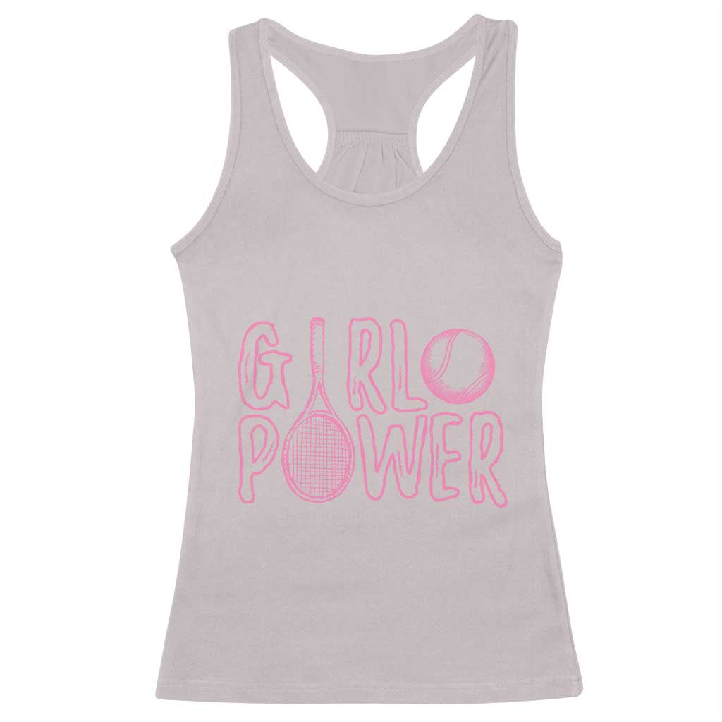 Girl Power Tennis Gift Racerback Tank Top Feminist Sports Gift TS12 Ice Gray Print Your Wear