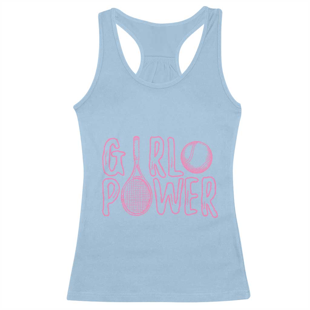 Girl Power Tennis Gift Racerback Tank Top Feminist Sports Gift TS12 Light Blue Print Your Wear