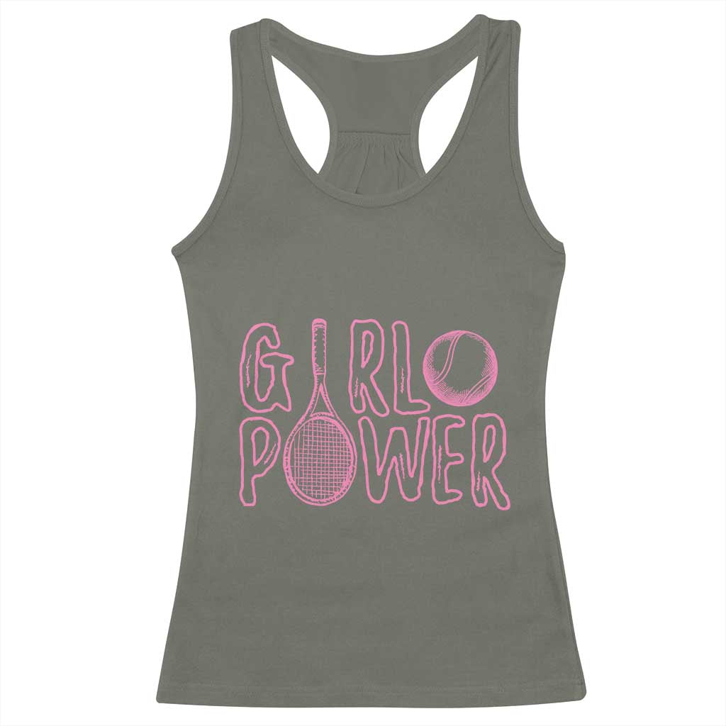 Girl Power Tennis Gift Racerback Tank Top Feminist Sports Gift TS12 Military Green Print Your Wear