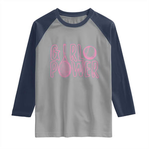 Girl Power Tennis Gift Raglan Shirt Feminist Sports Gift TS12 Sport Gray Navy Print Your Wear