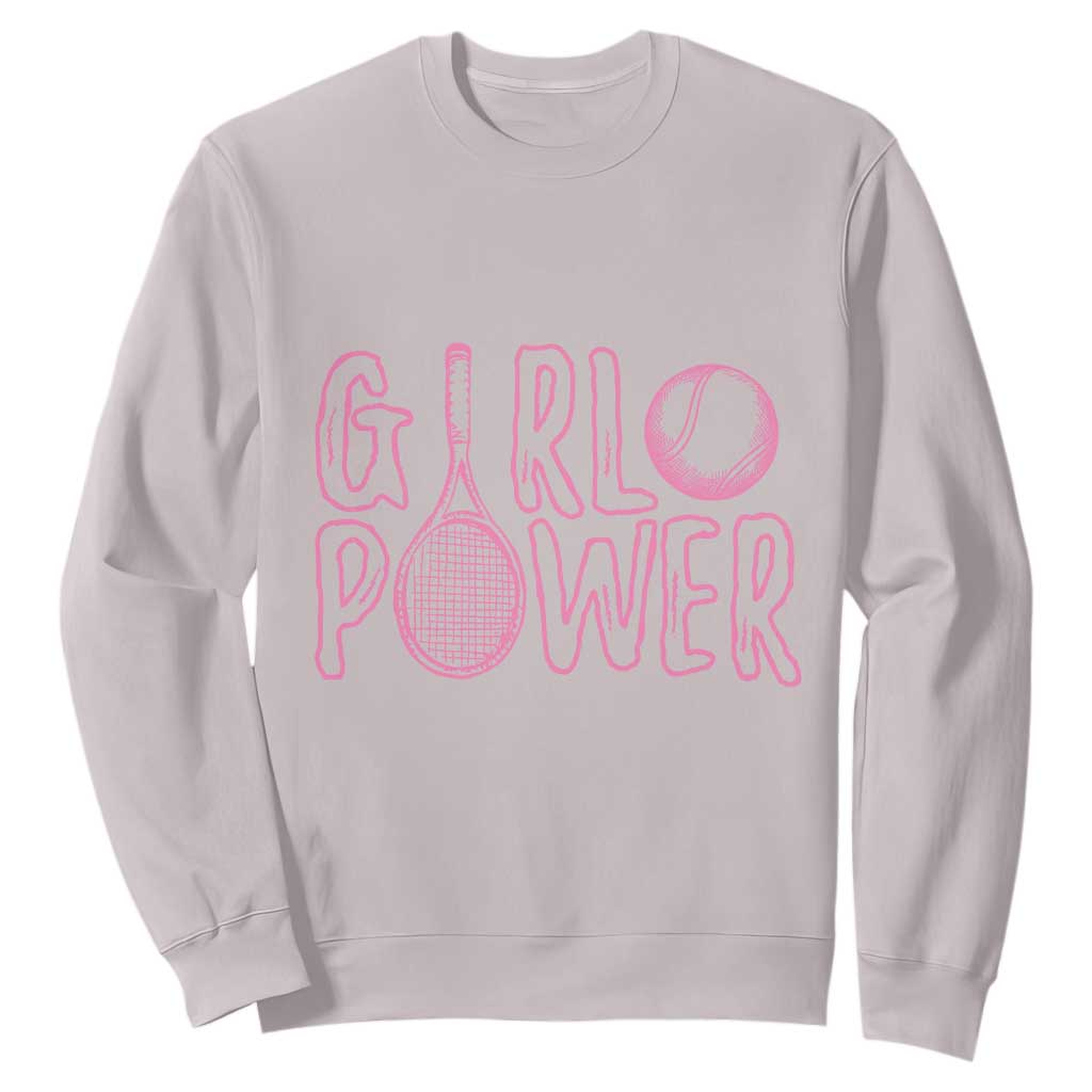 Girl Power Tennis Gift Sweatshirt Feminist Sports Gift TS12 Ice Gray Print Your Wear