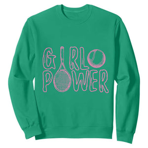 Girl Power Tennis Gift Sweatshirt Feminist Sports Gift TS12 Irish Green Print Your Wear
