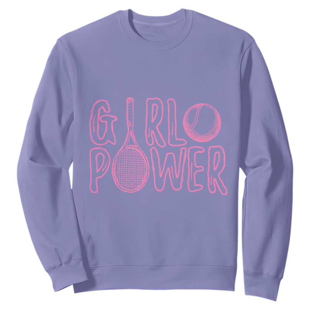 Girl Power Tennis Gift Sweatshirt Feminist Sports Gift TS12 Violet Print Your Wear