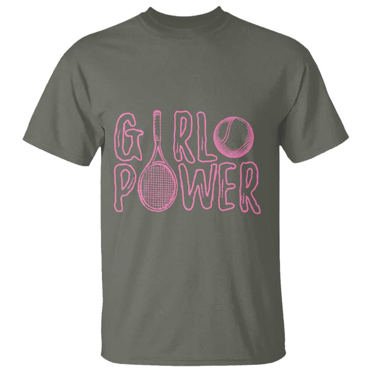 Girl Power Tennis Gift T Shirt Feminist Sports Gift TS12 Military Green Print Your Wear