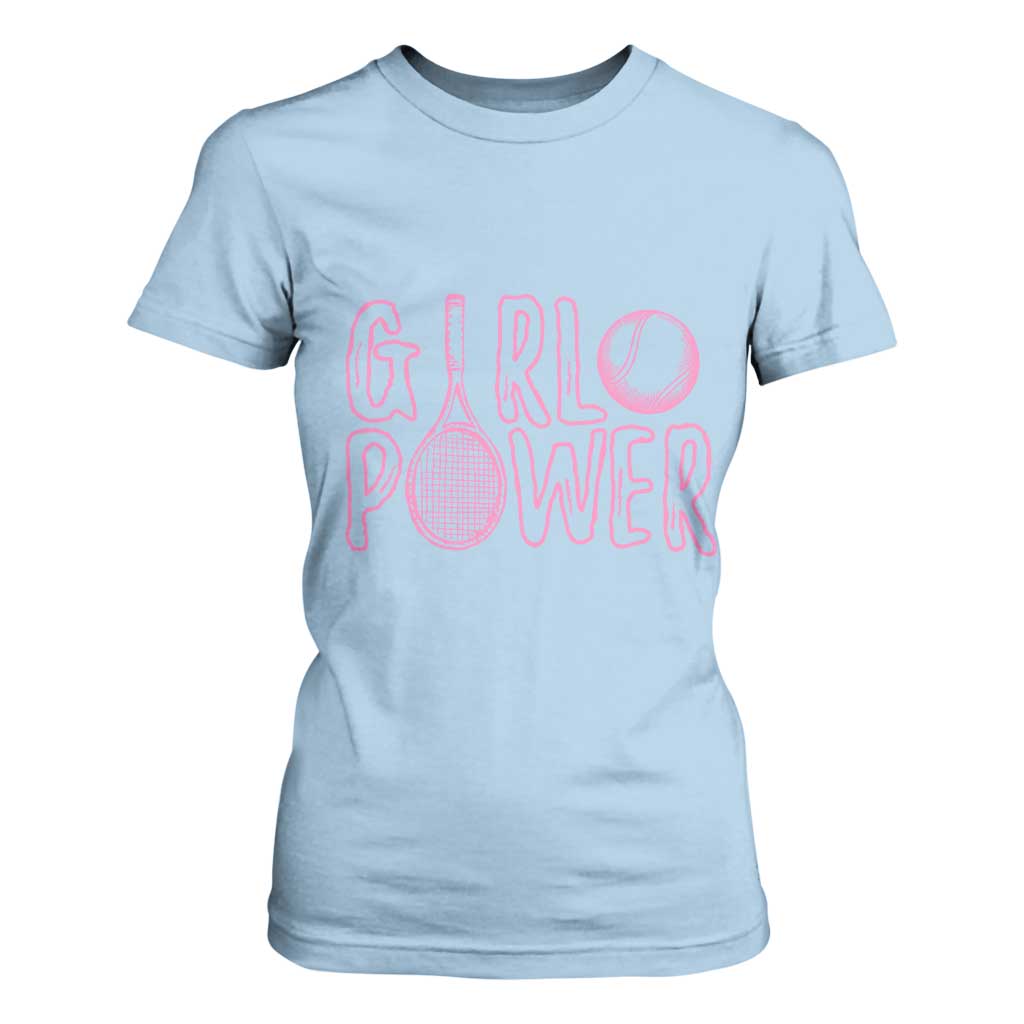 Girl Power Tennis Gift T Shirt For Women Feminist Sports Gift TS12 Light Blue Print Your Wear