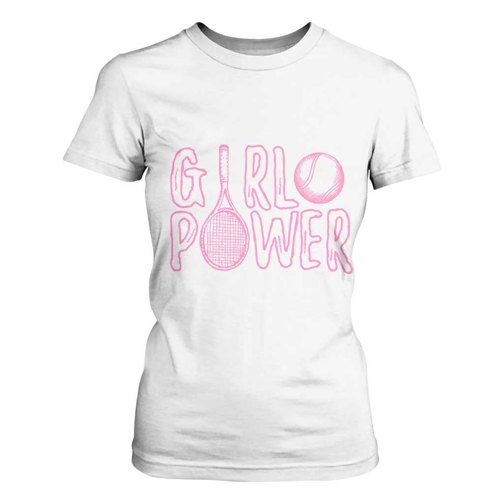 Girl Power Tennis Gift T Shirt For Women Feminist Sports Gift TS12 White Print Your Wear