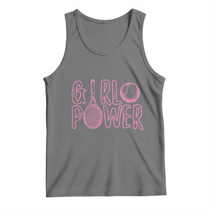 Girl Power Tennis Gift Tank Top Feminist Sports Gift TS12 Black Heather Print Your Wear