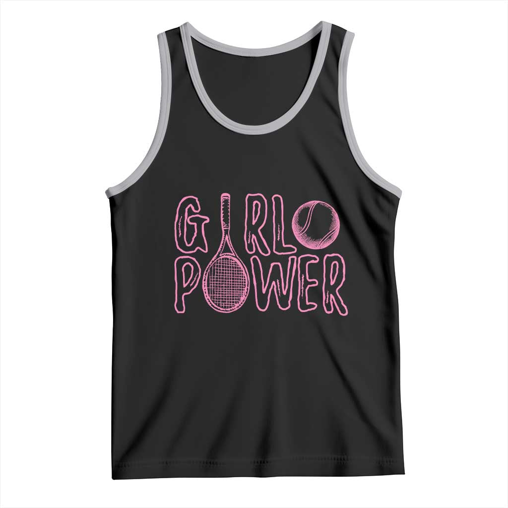 Girl Power Tennis Gift Tank Top Feminist Sports Gift TS12 Black Athletic Heather Print Your Wear