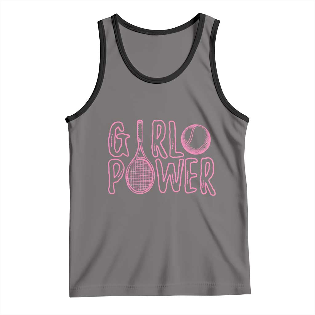 Girl Power Tennis Gift Tank Top Feminist Sports Gift TS12 Deep Heather Black Print Your Wear