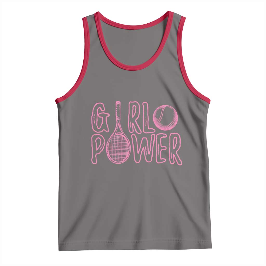 Girl Power Tennis Gift Tank Top Feminist Sports Gift TS12 Deep Heather Red Print Your Wear