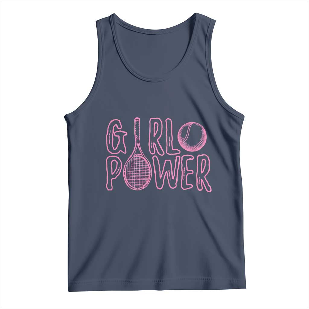Girl Power Tennis Gift Tank Top Feminist Sports Gift TS12 Navy Print Your Wear