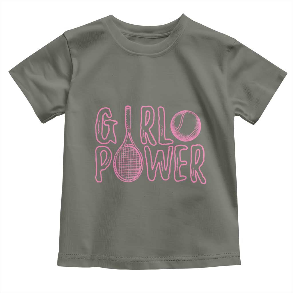 Girl Power Tennis Gift Toddler T Shirt Feminist Sports Gift TS12 Military Green Print Your Wear