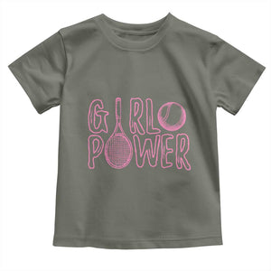 Girl Power Tennis Gift Toddler T Shirt Feminist Sports Gift TS12 Military Green Print Your Wear