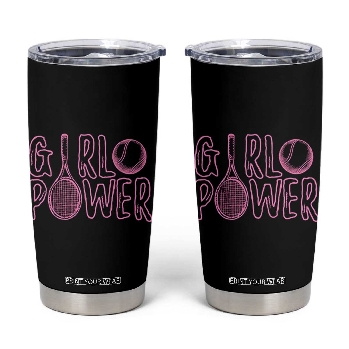 Girl Power Tennis Gift Tumbler Cup Feminist Sports Gift TS12 Black Print Your Wear