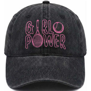 Girl Power Tennis Gift Washed Cotton Baseball Cap Feminist Sports Gift TS12 Print Your Wear