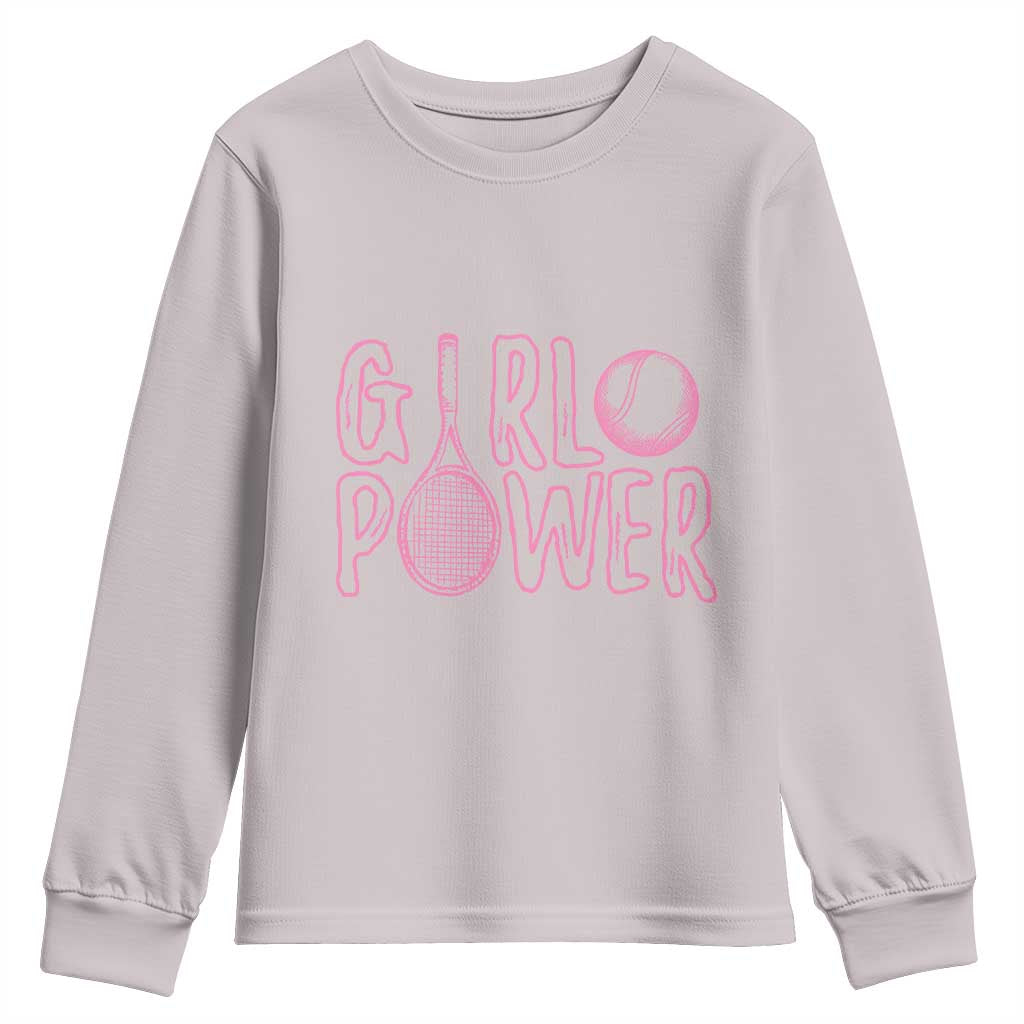Girl Power Tennis Gift Youth Sweatshirt Feminist Sports Gift TS12 Ice Gray Print Your Wear