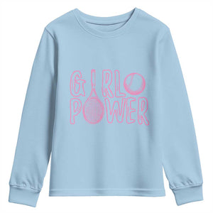 Girl Power Tennis Gift Youth Sweatshirt Feminist Sports Gift TS12 Light Blue Print Your Wear