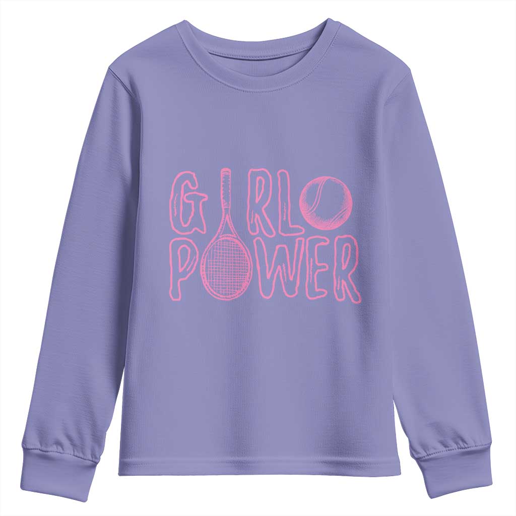 Girl Power Tennis Gift Youth Sweatshirt Feminist Sports Gift TS12 Violet Print Your Wear