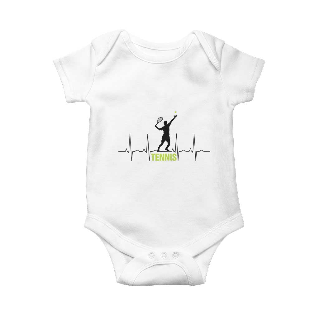 Tennis Lover Heartbeat Baby Onesie Sports Player Gift TS12 White Print Your Wear