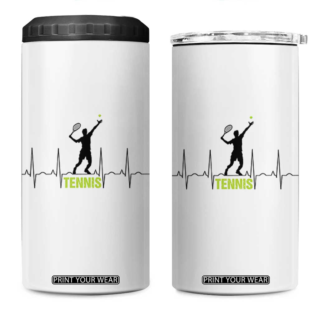 Tennis Lover Heartbeat 4 in 1 Can Cooler Tumbler Sports Player Gift TS12 One Size: 16 oz White Print Your Wear