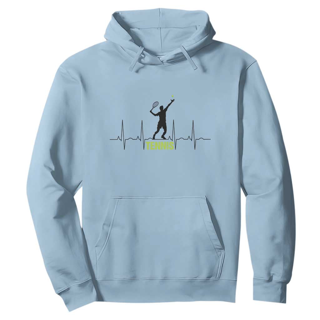 Tennis Lover Heartbeat Hoodie Sports Player Gift TS12 Light Blue Print Your Wear
