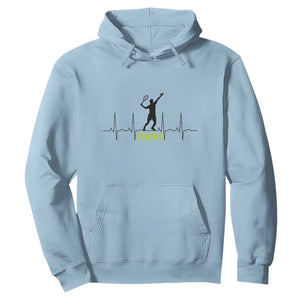 Tennis Lover Heartbeat Hoodie Sports Player Gift TS12 Light Blue Print Your Wear