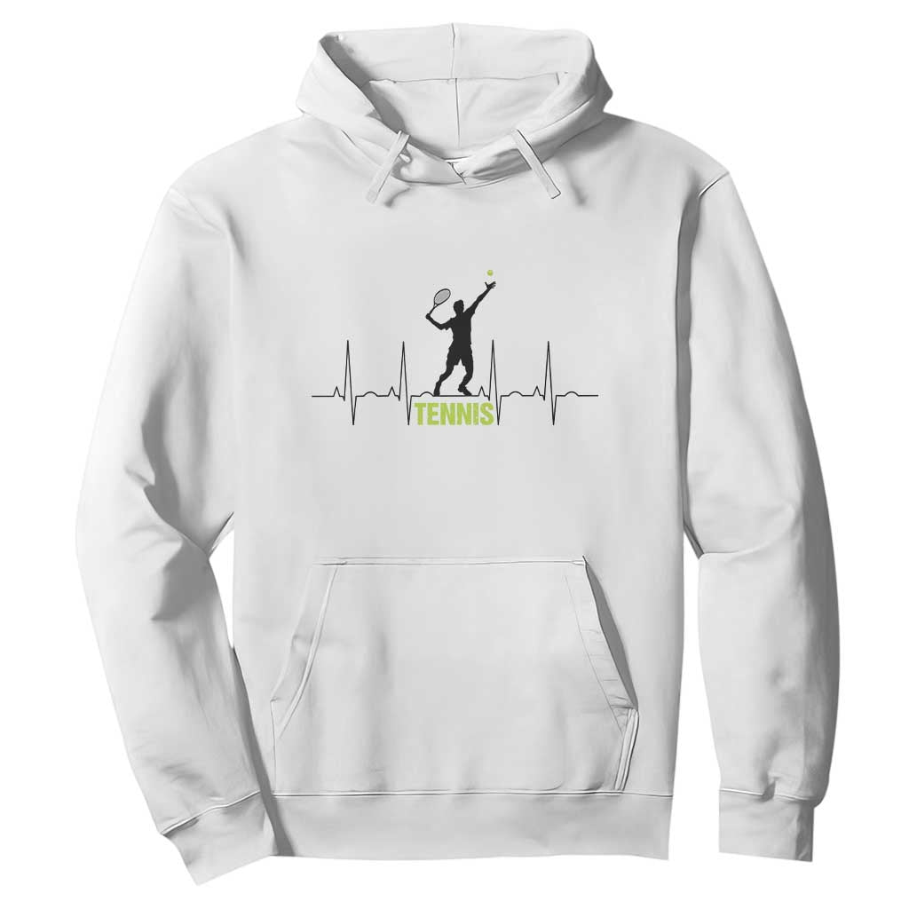 Tennis Lover Heartbeat Hoodie Sports Player Gift TS12 White Print Your Wear