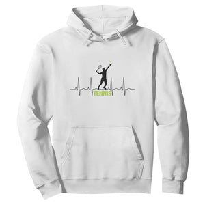 Tennis Lover Heartbeat Hoodie Sports Player Gift TS12 White Print Your Wear