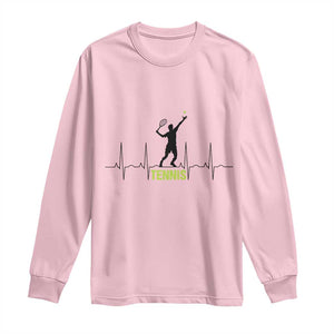 Tennis Lover Heartbeat Long Sleeve Shirt Sports Player Gift TS12 Light Pink Print Your Wear