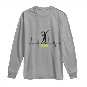 Tennis Lover Heartbeat Long Sleeve Shirt Sports Player Gift TS12 Sport Gray Print Your Wear