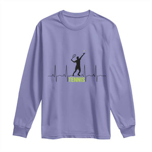 Tennis Lover Heartbeat Long Sleeve Shirt Sports Player Gift TS12 Violet Print Your Wear