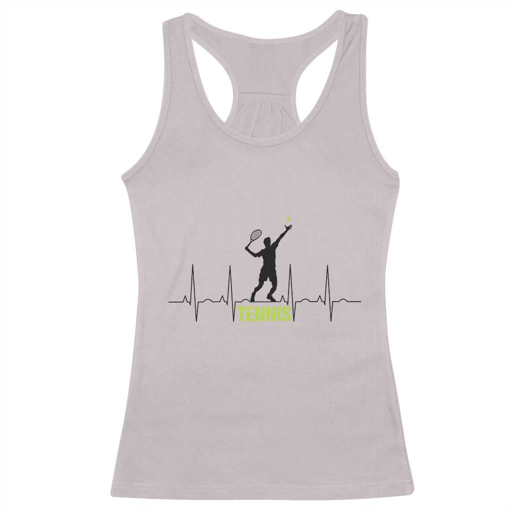 Tennis Lover Heartbeat Racerback Tank Top Sports Player Gift TS12 Ice Gray Print Your Wear
