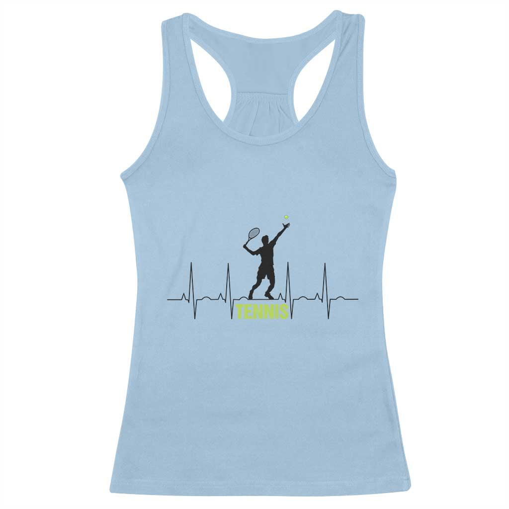 Tennis Lover Heartbeat Racerback Tank Top Sports Player Gift TS12 Light Blue Print Your Wear
