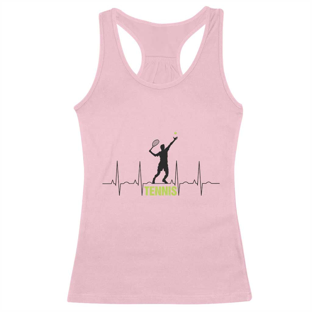 Tennis Lover Heartbeat Racerback Tank Top Sports Player Gift TS12 Light Pink Print Your Wear