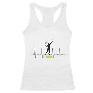 Tennis Lover Heartbeat Racerback Tank Top Sports Player Gift TS12 White Print Your Wear