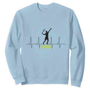 Tennis Lover Heartbeat Sweatshirt Sports Player Gift TS12 Light Blue Print Your Wear