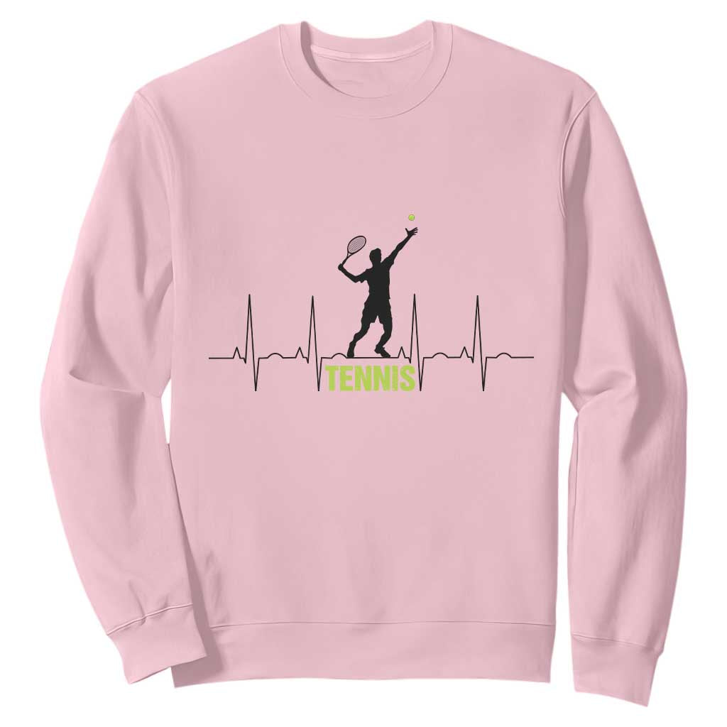 Tennis Lover Heartbeat Sweatshirt Sports Player Gift TS12 Light Pink Print Your Wear