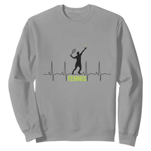 Tennis Lover Heartbeat Sweatshirt Sports Player Gift TS12 Sport Gray Print Your Wear