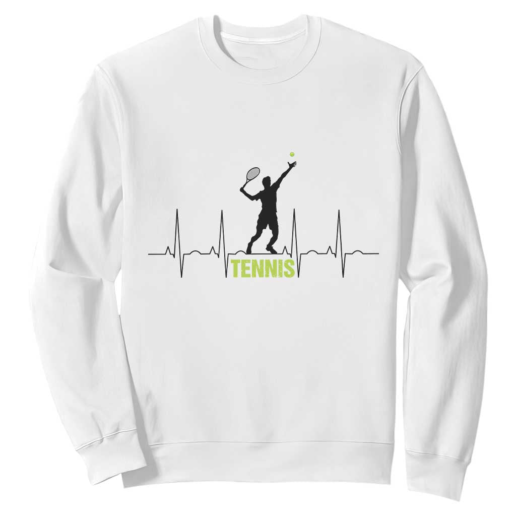 Tennis Lover Heartbeat Sweatshirt Sports Player Gift TS12 White Print Your Wear