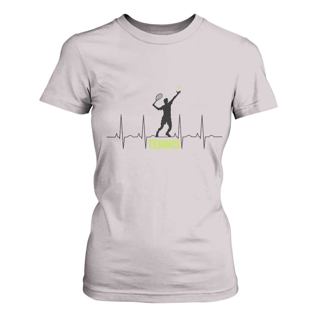 Tennis Lover Heartbeat T Shirt For Women Sports Player Gift TS12 Ice Gray Print Your Wear