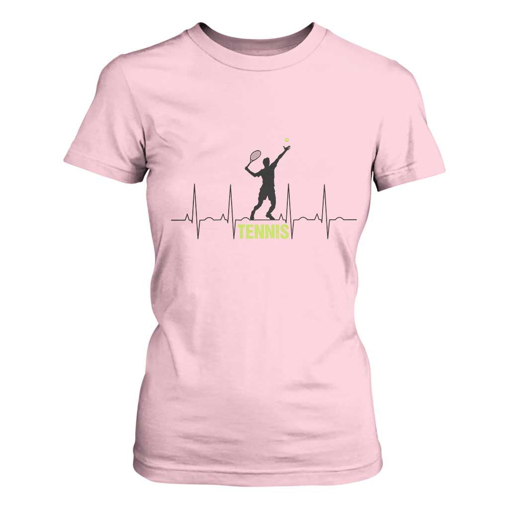Tennis Lover Heartbeat T Shirt For Women Sports Player Gift TS12 Light Pink Print Your Wear