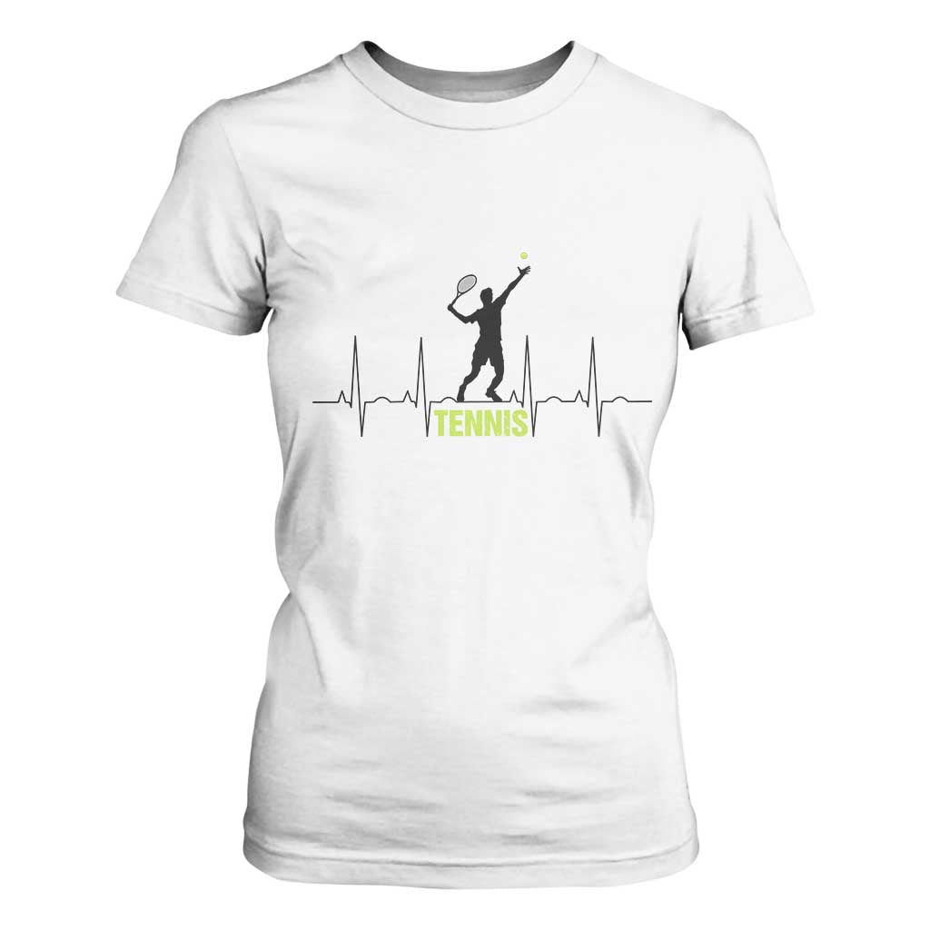 Tennis Lover Heartbeat T Shirt For Women Sports Player Gift TS12 White Print Your Wear