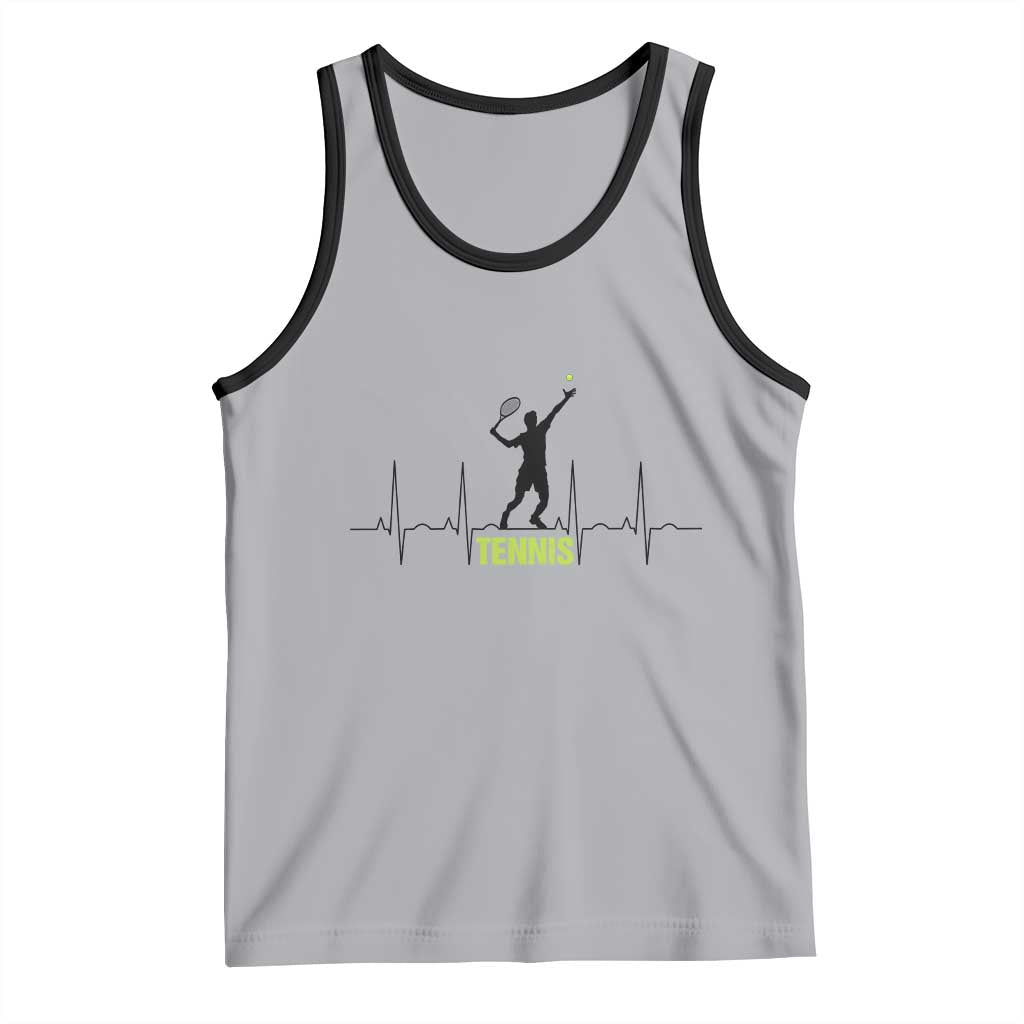 Tennis Lover Heartbeat Tank Top Sports Player Gift TS12 Athletic Heather Black Print Your Wear