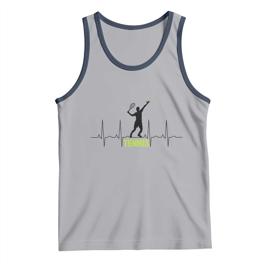Tennis Lover Heartbeat Tank Top Sports Player Gift TS12 Athletic Heather Navy Print Your Wear