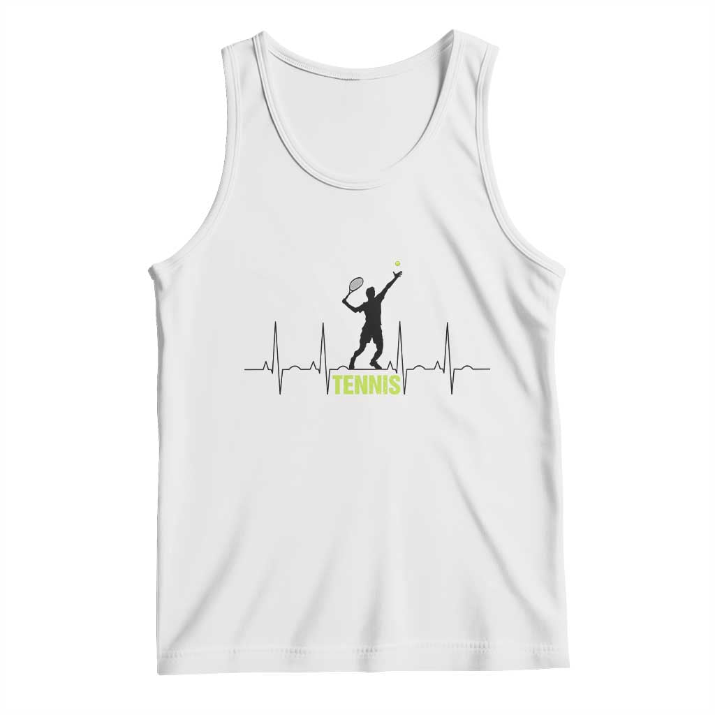 Tennis Lover Heartbeat Tank Top Sports Player Gift TS12 White Print Your Wear